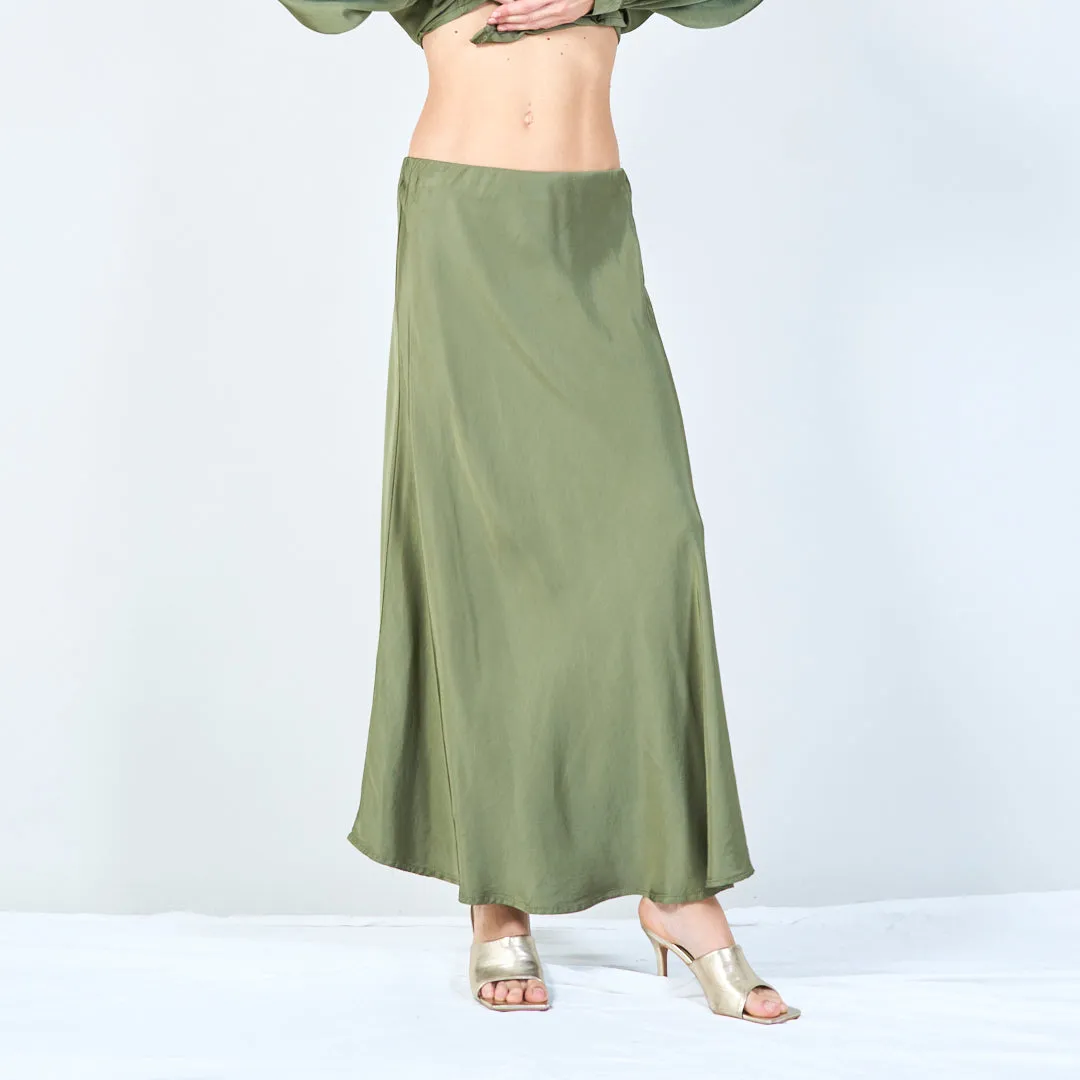 Flowing maxi silk skirt with elastic waistband wholesale