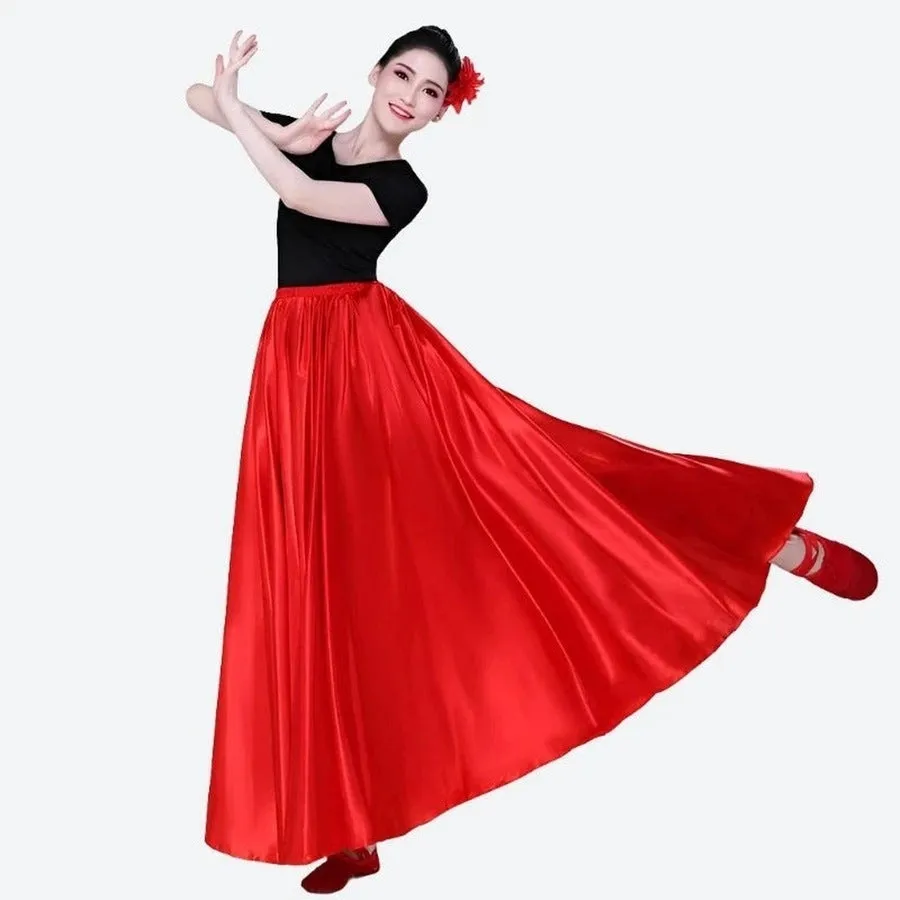 Flowing Satin Dance Maxi Skirts