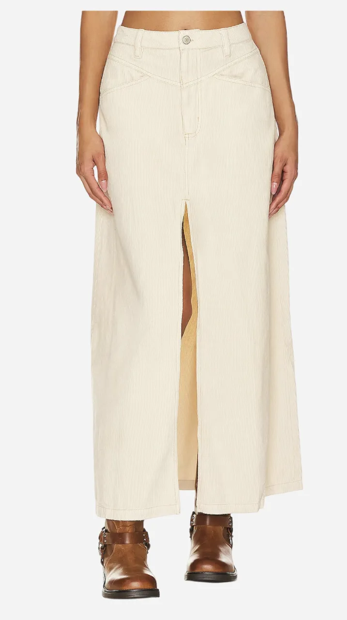 Free People Come As You Are Cord Maxi Skirt in Beechwood