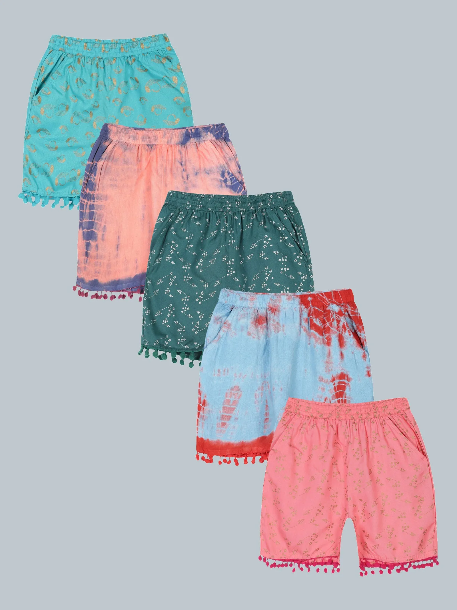 Girls AOP Print Shorts Pack of 5