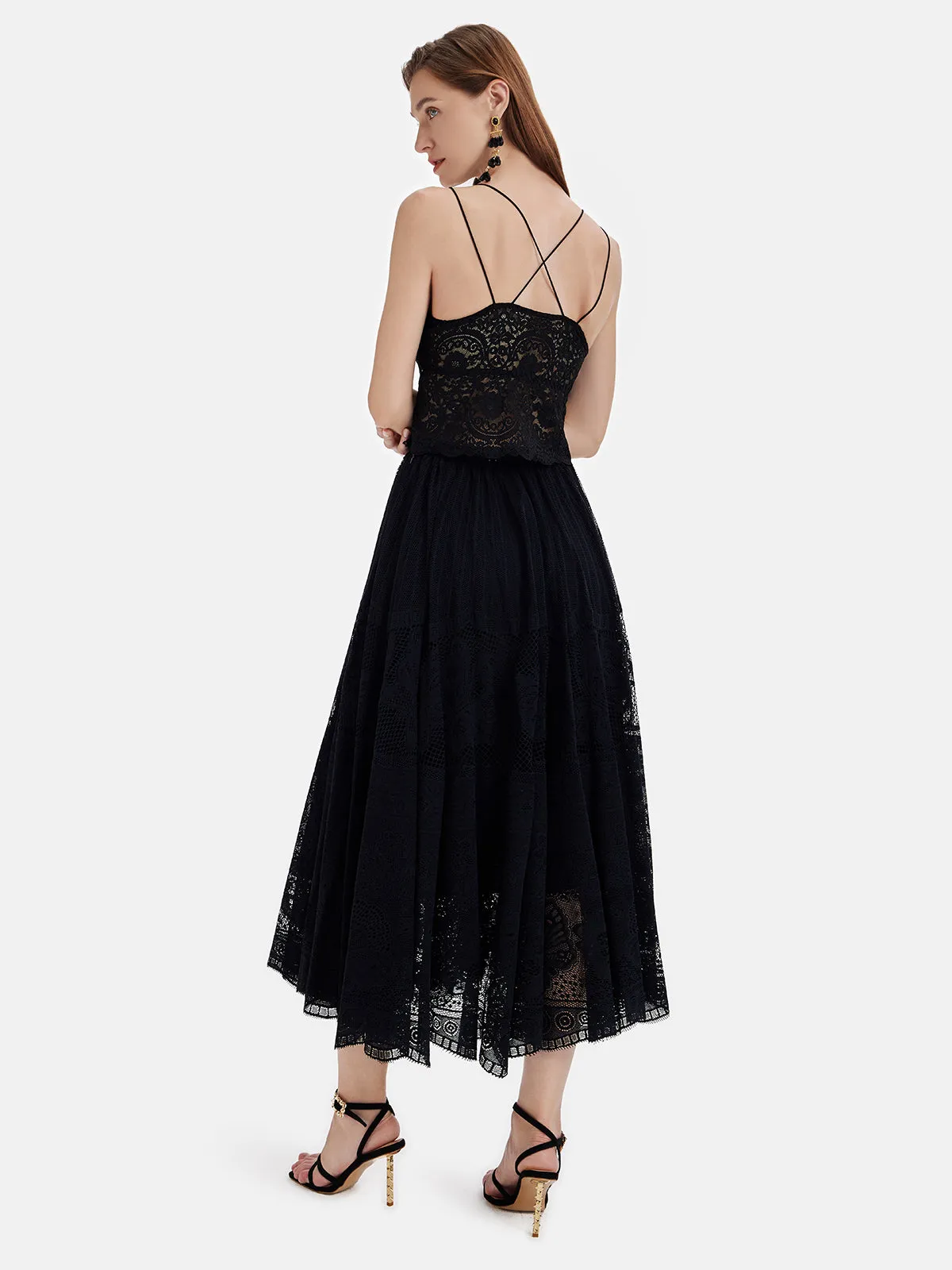 Gorgeous Lace Embroidered Flounce Skirt