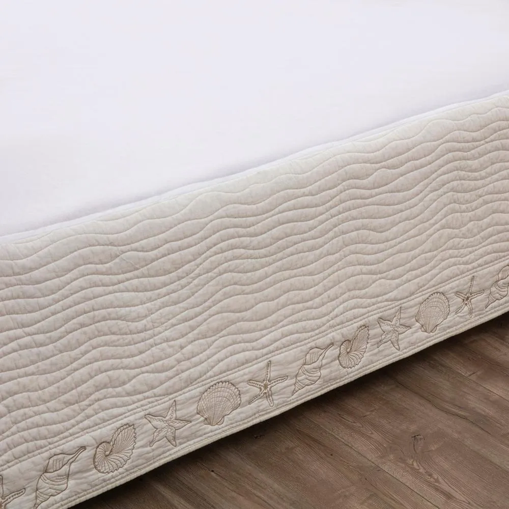 Greenland Home Fashions Coastal Seashell Bed Skirt 18" - Ivory, Twin