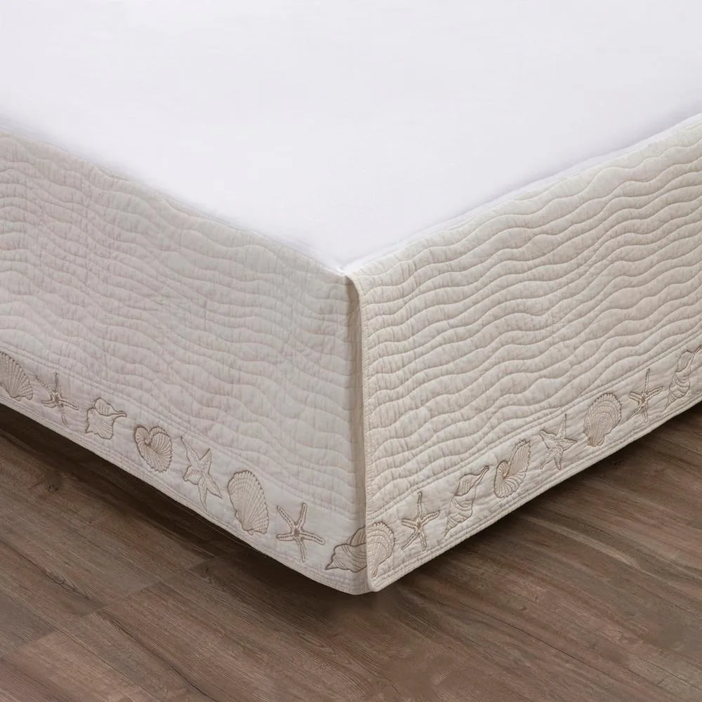 Greenland Home Fashions Coastal Seashell Bed Skirt 18" - Ivory, Twin