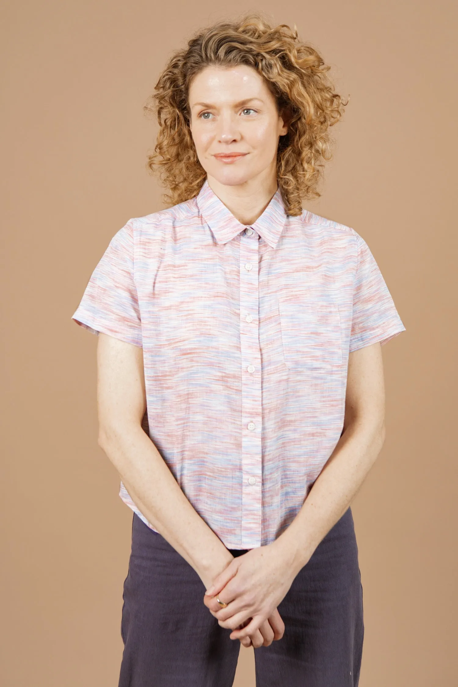 Greer Cropped Shirt / Candy Space Dye