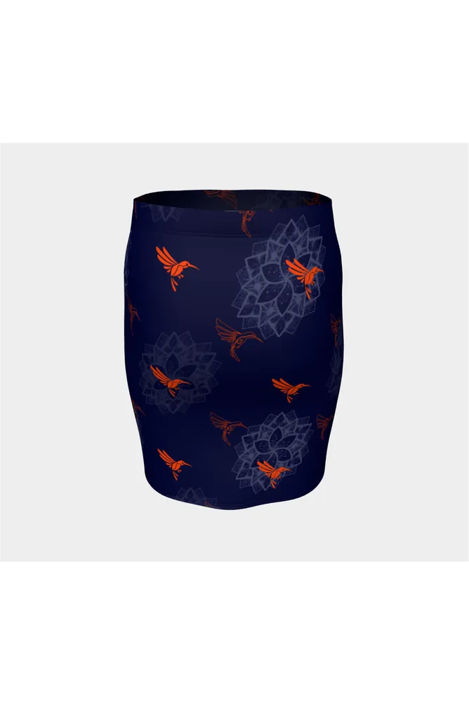 Hummingbird Orange Fitted Skirt