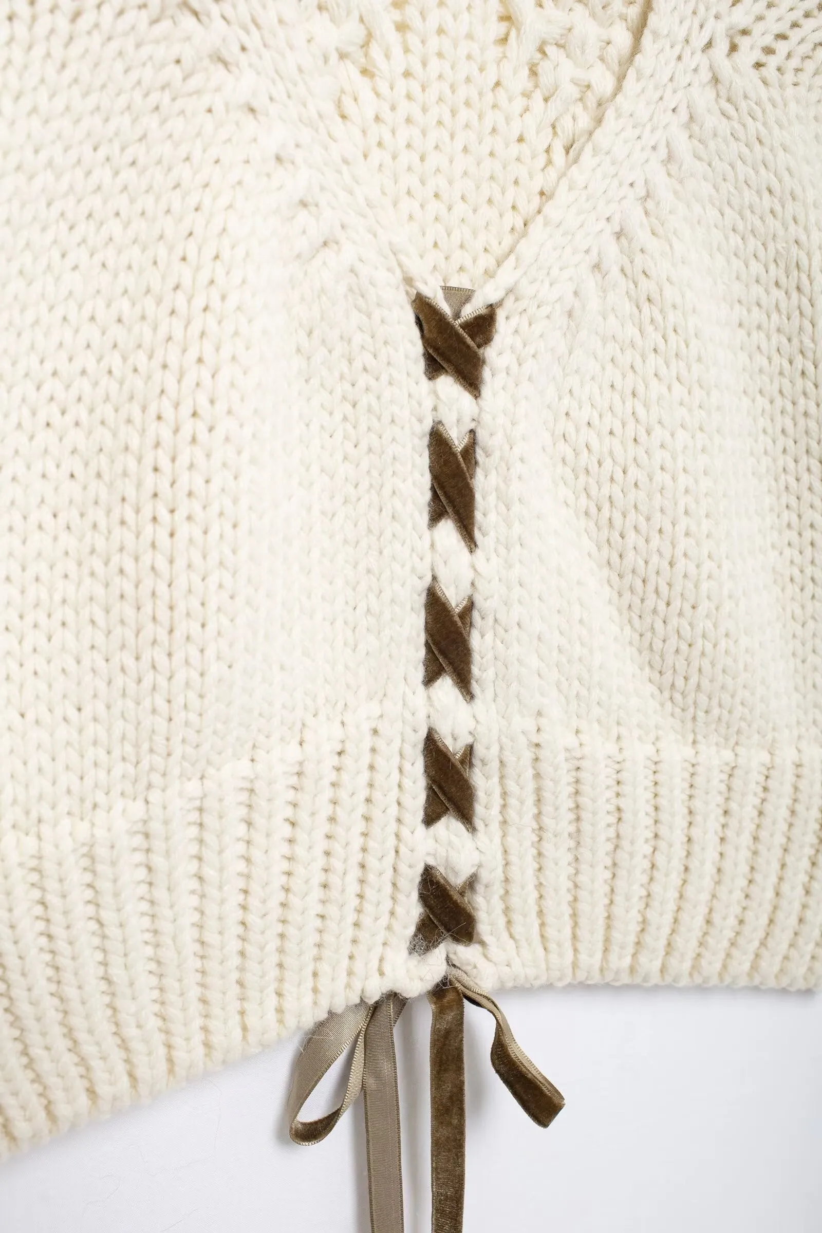 Isabella Open-Back Cable Knit Sweater