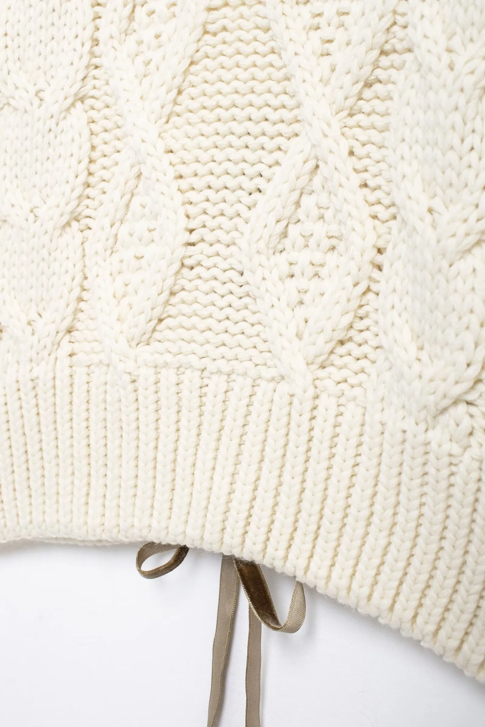 Isabella Open-Back Cable Knit Sweater