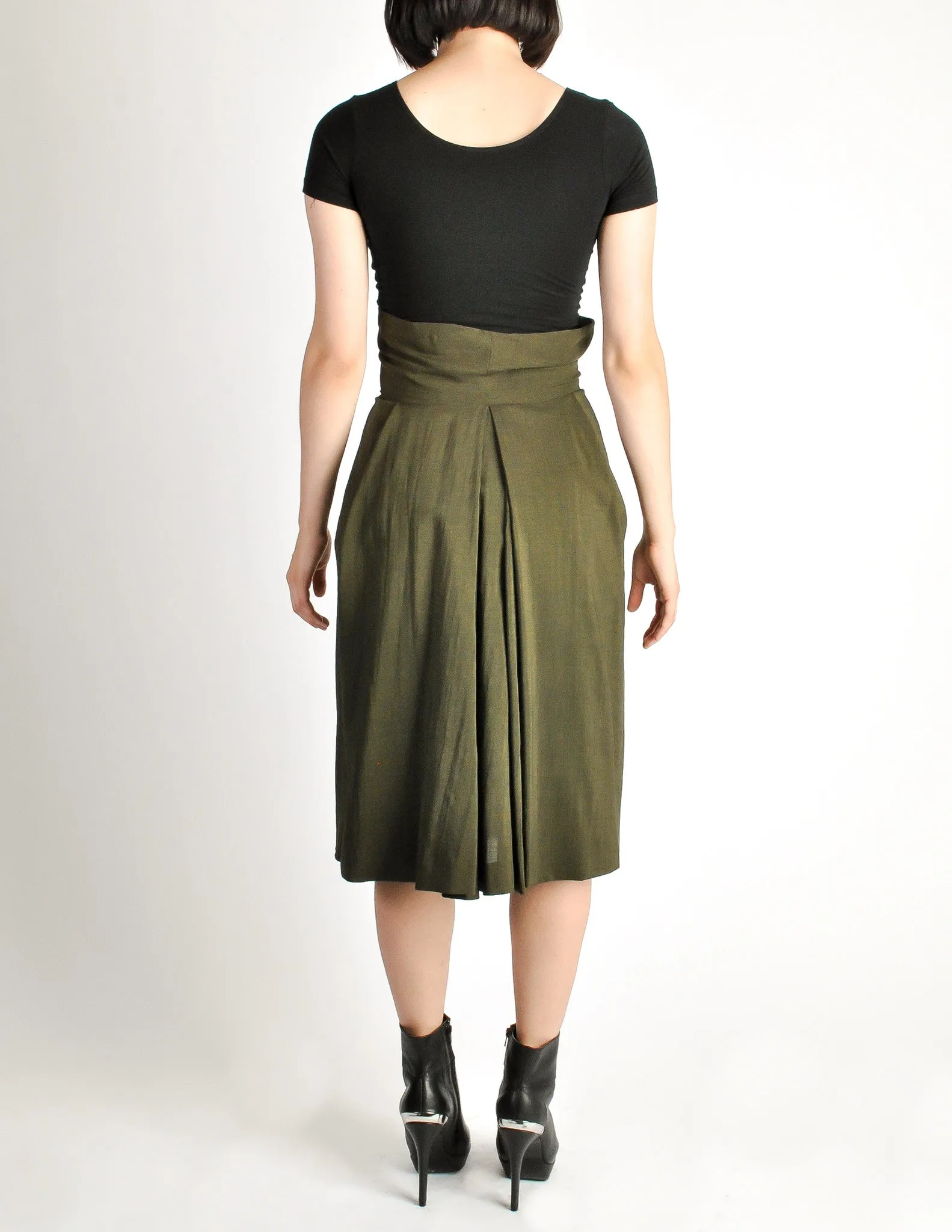 Issey Miyake Vintage Green Wool Wrap Skirt