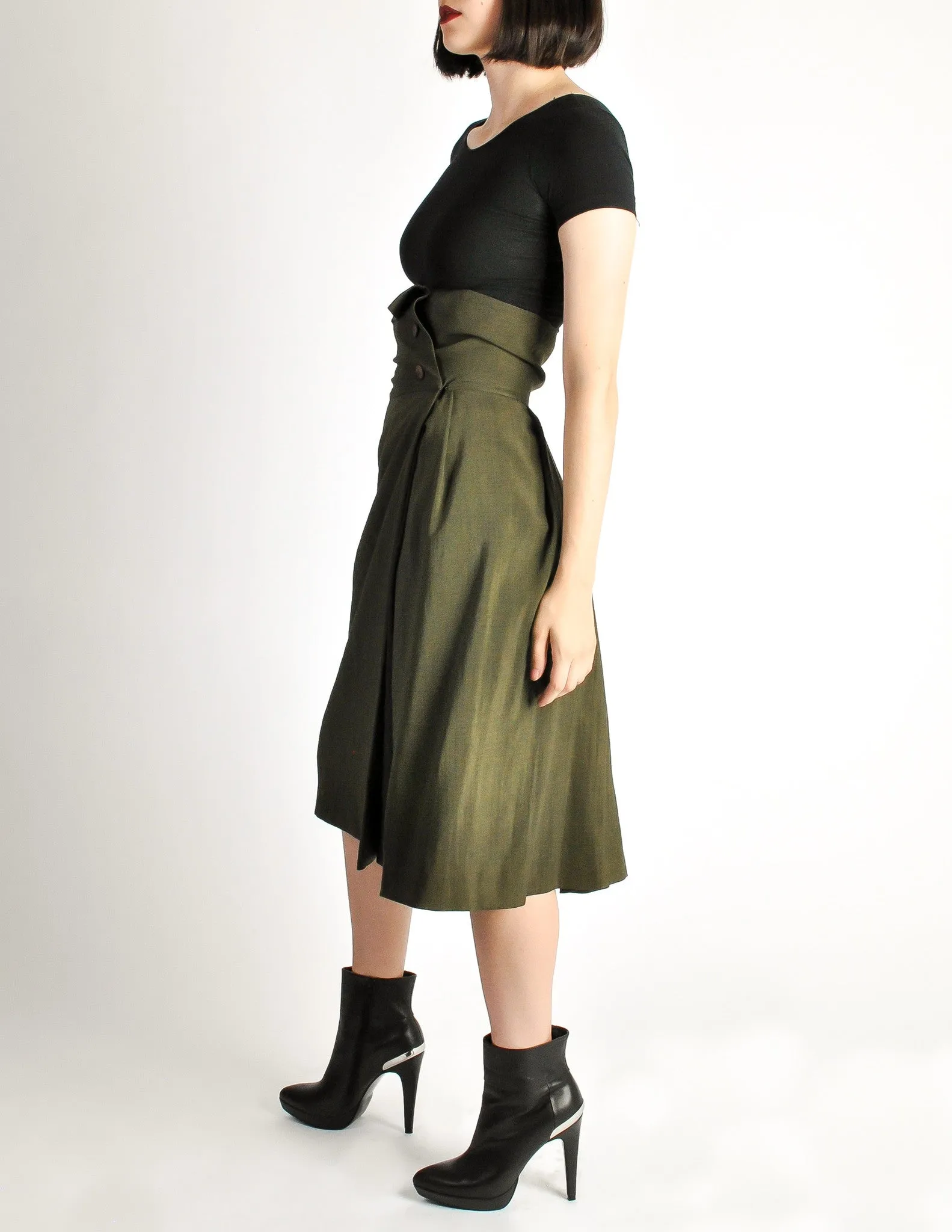 Issey Miyake Vintage Green Wool Wrap Skirt