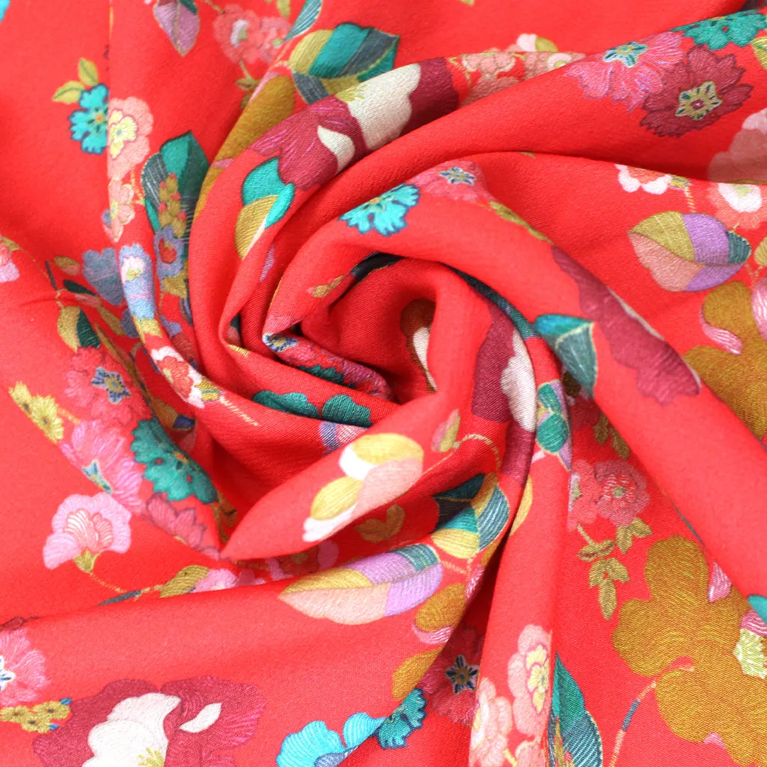 Italian 'vibrant floral' viscose crepe woven