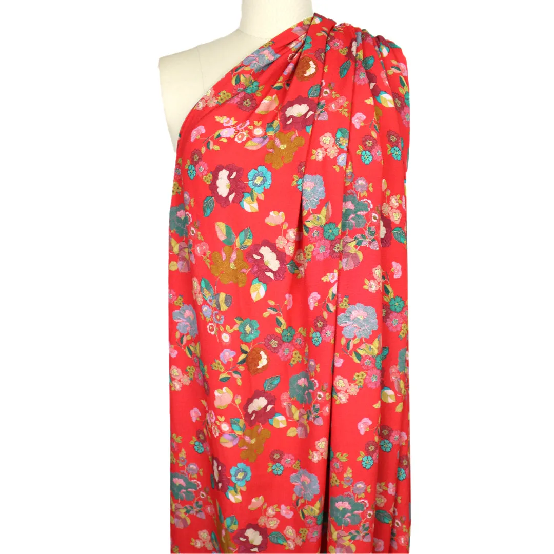 Italian 'vibrant floral' viscose crepe woven