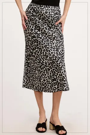 LEOPARD SATIN FLOWY SKIRT