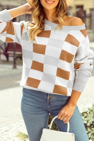 Liliana Checkered Ribbed Sweater