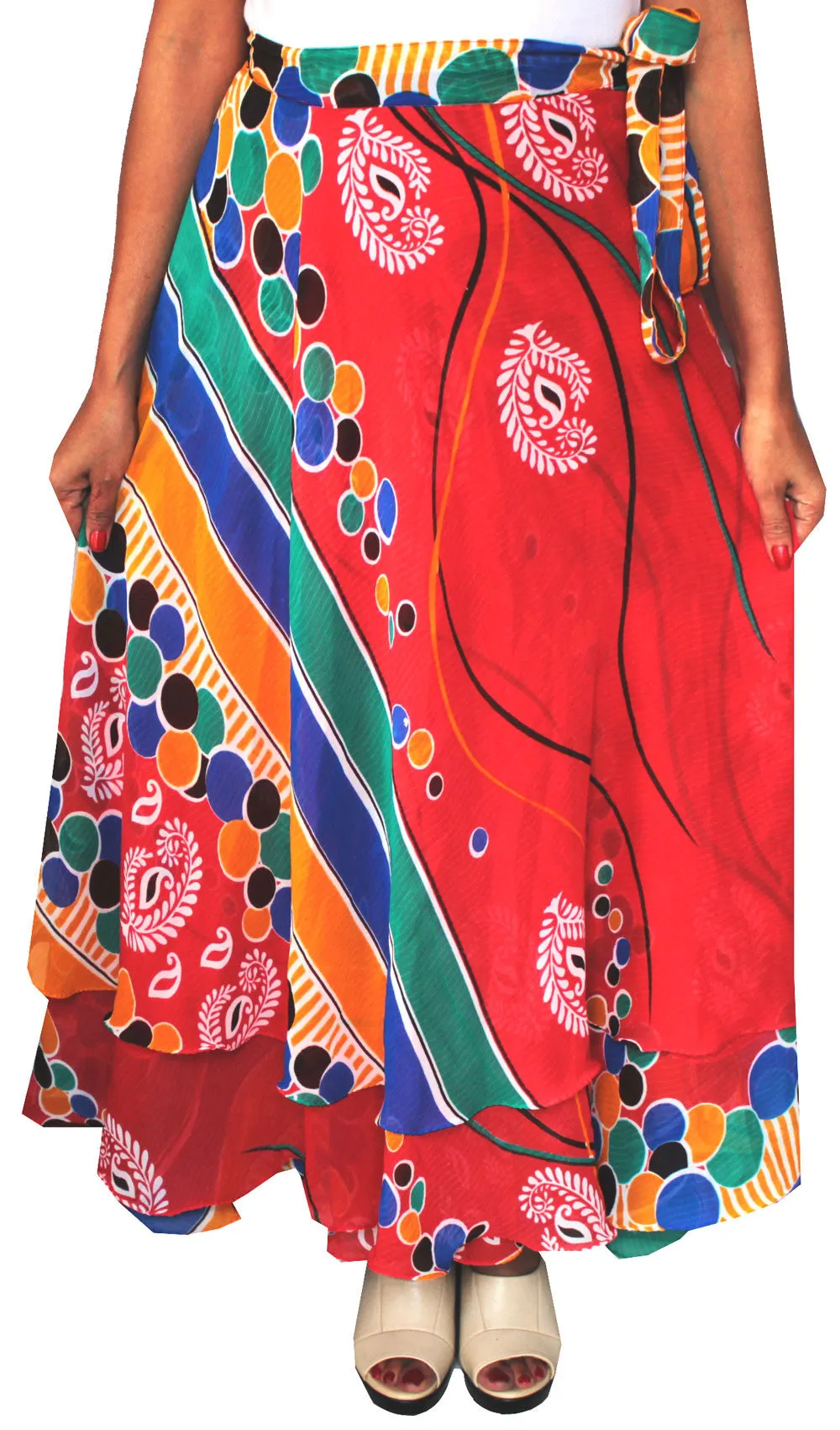 Long Beach Wrap Indian Skirt Womens India Clothes (Red)