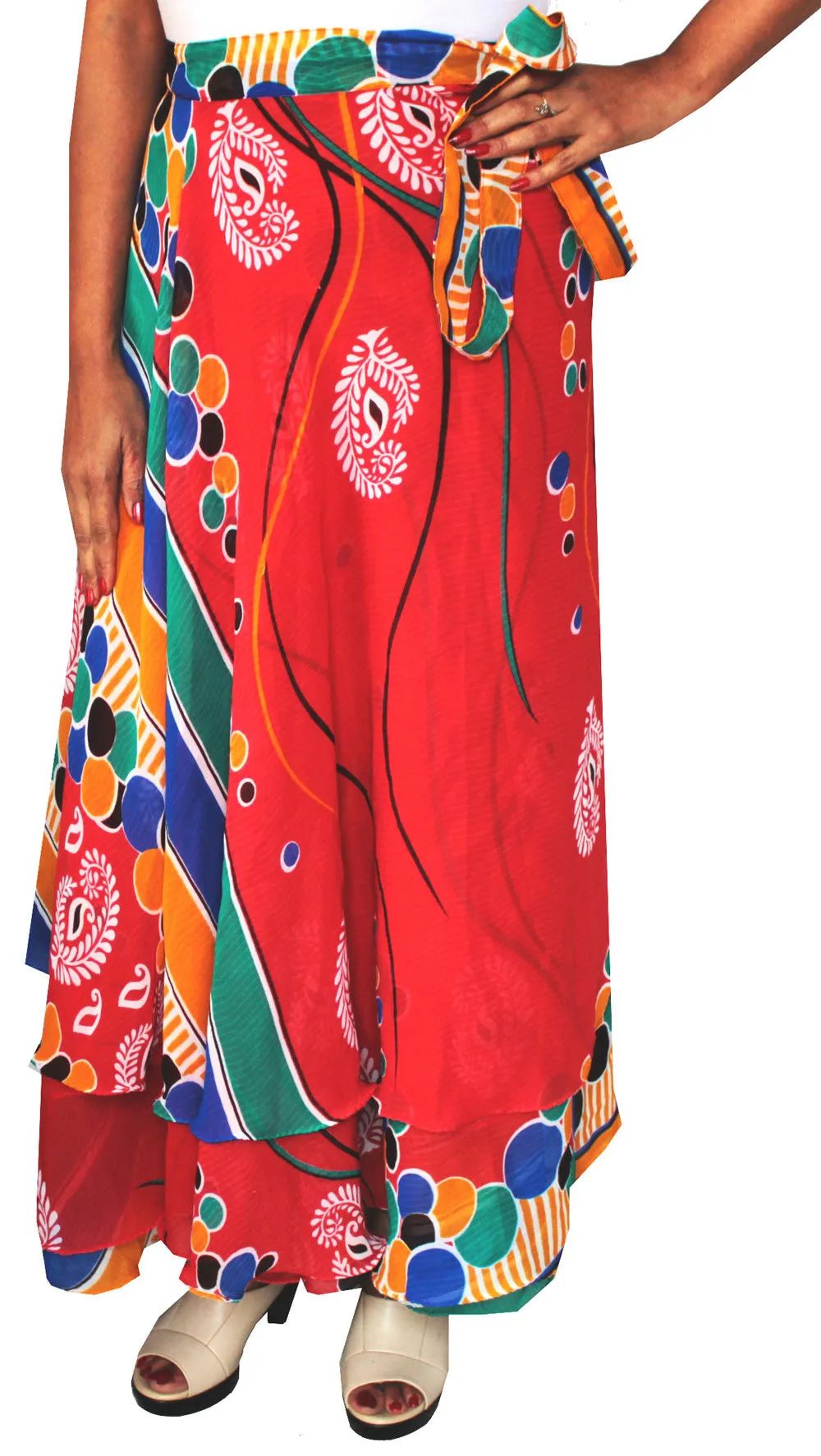 Long Beach Wrap Indian Skirt Womens India Clothes (Red)