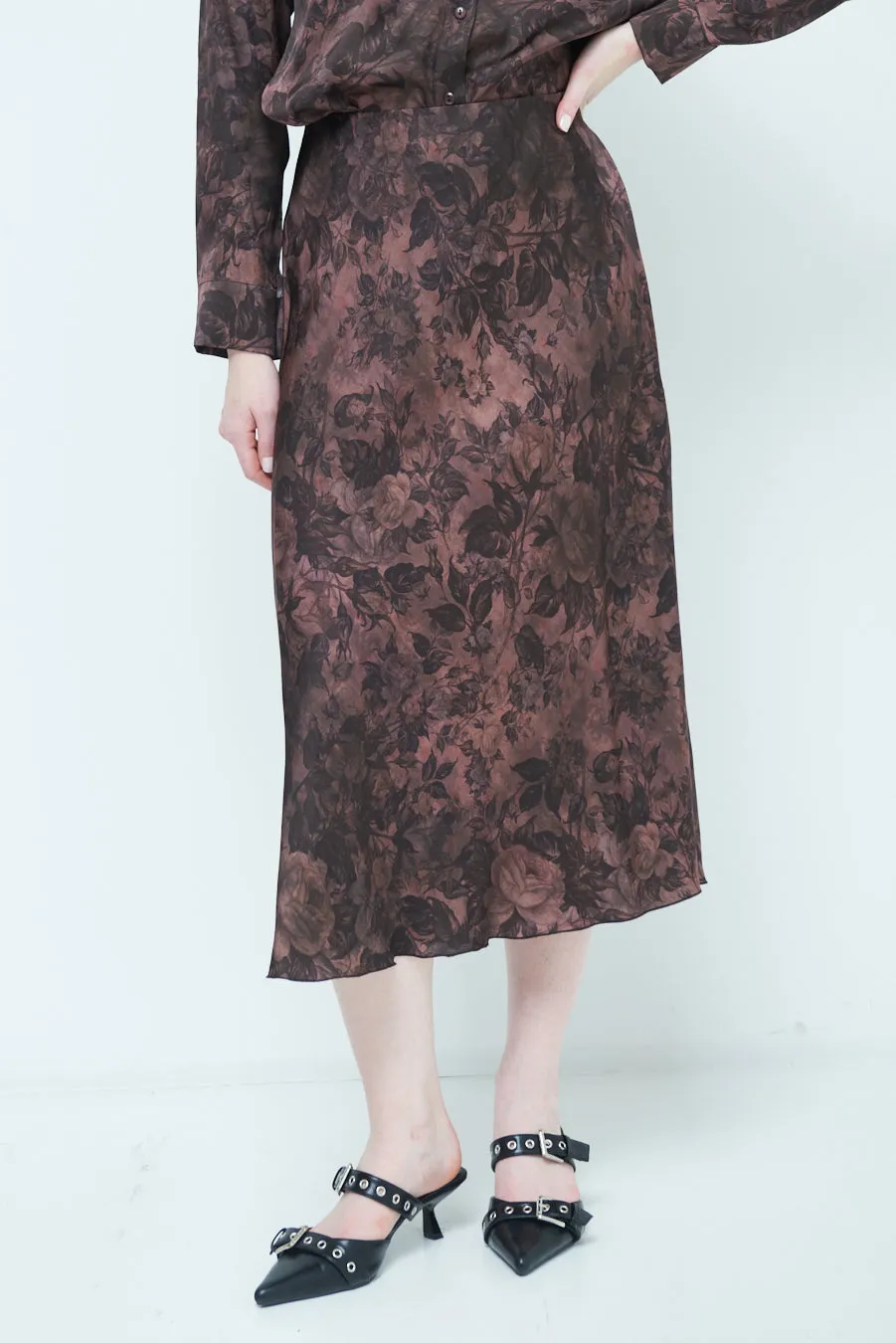 Long sleeve floral midi skirt wholesale