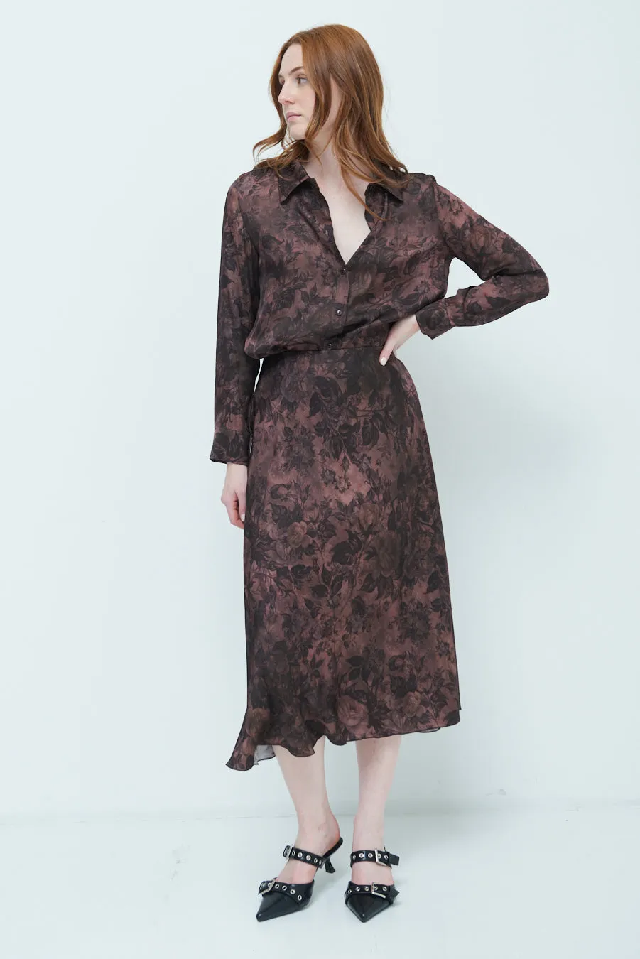 Long sleeve floral midi skirt wholesale