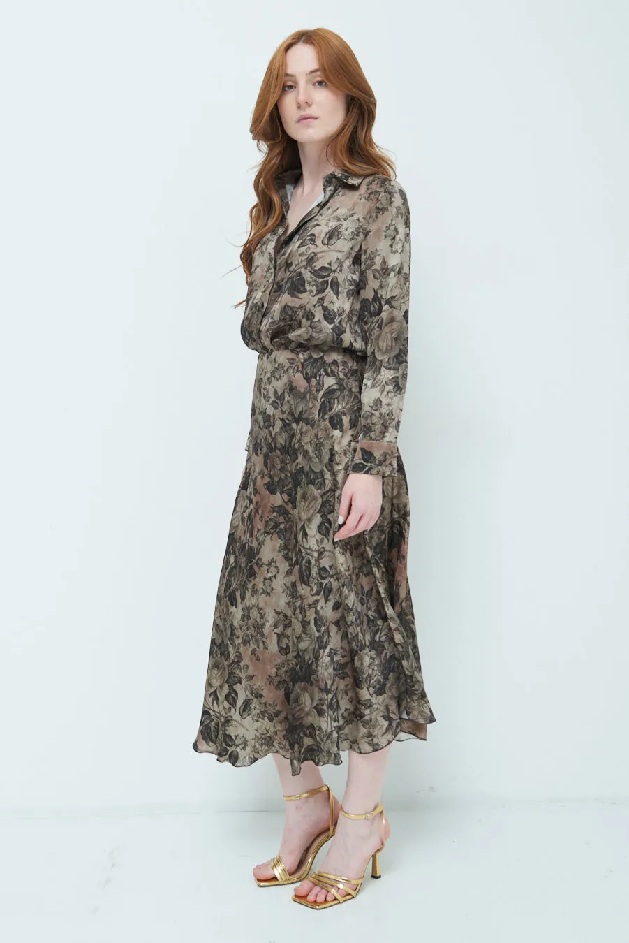 Long sleeve floral midi skirt wholesale