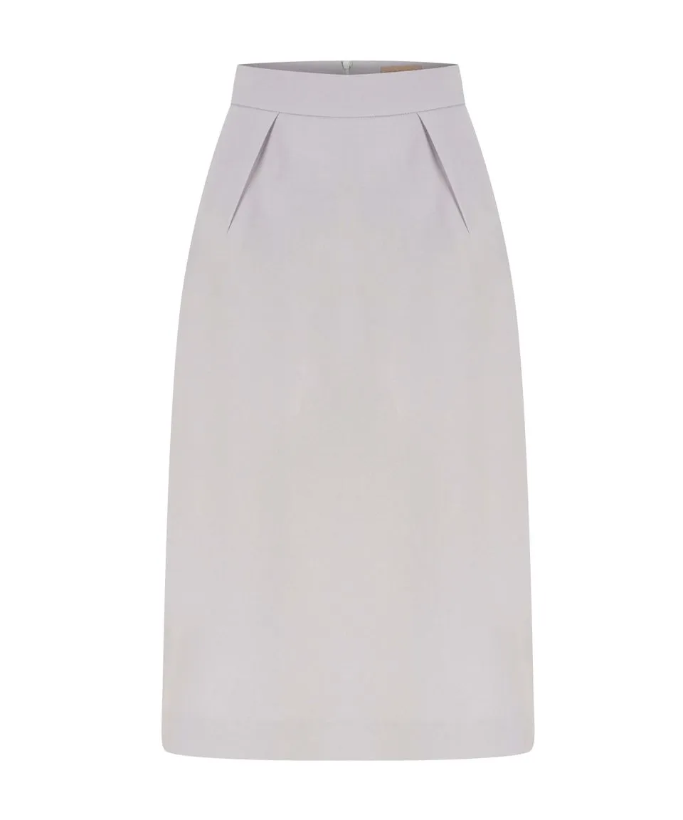 Machka Solid Pencil Skirt With Front Pleat L.Lilac