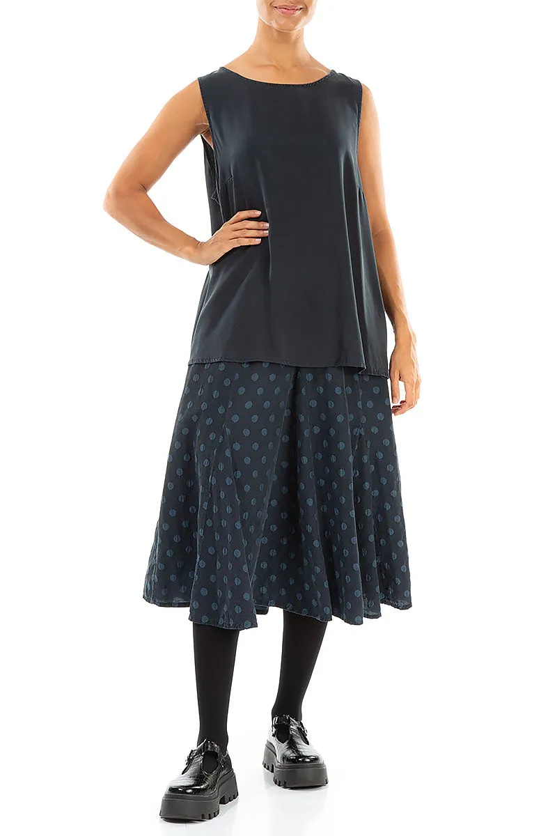 Midi Dotty Midnight Blue Silk Skirt