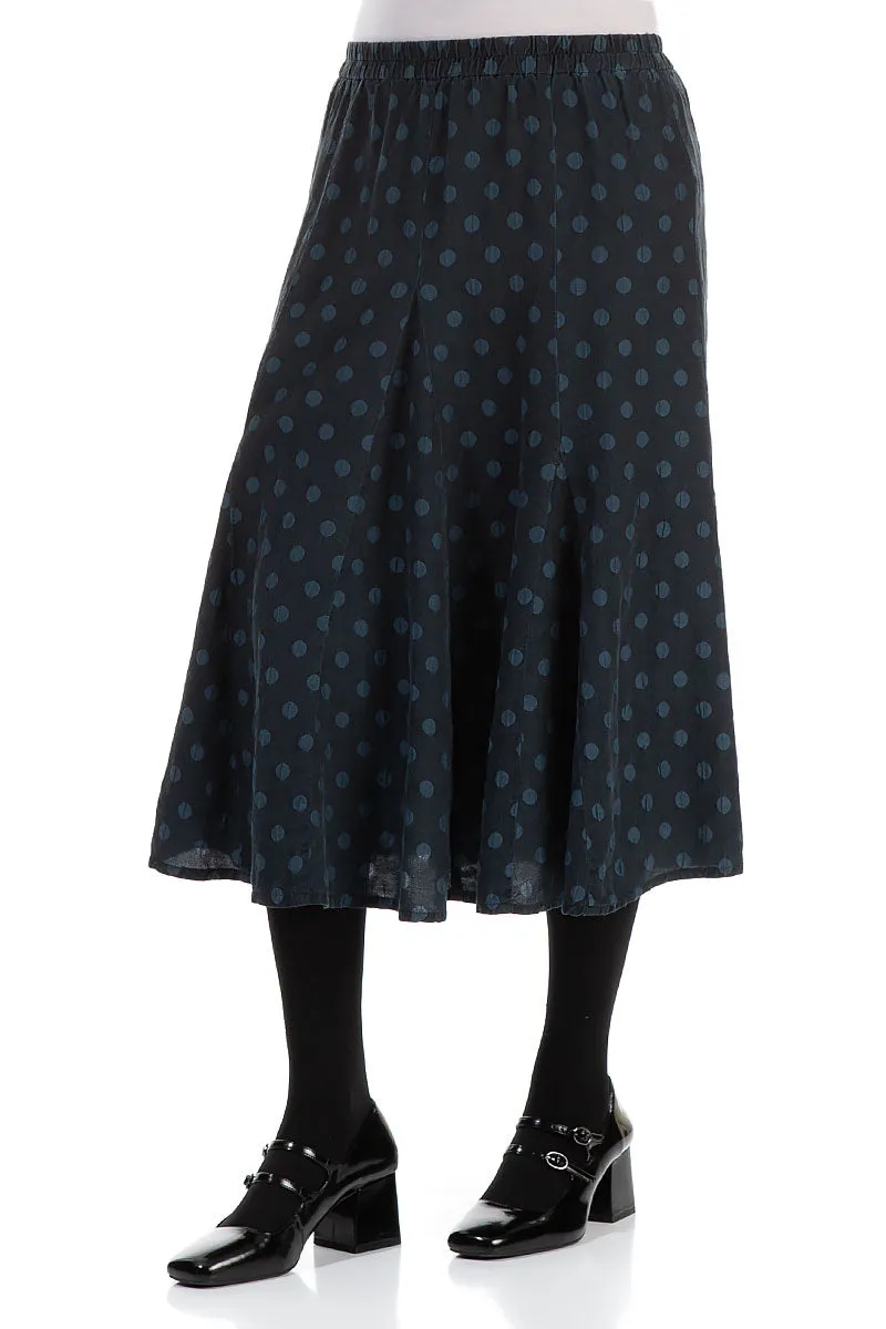 Midi Dotty Midnight Blue Silk Skirt