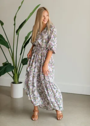 Multi Floral Tie Waist Maxi Dress - FINAL SALE