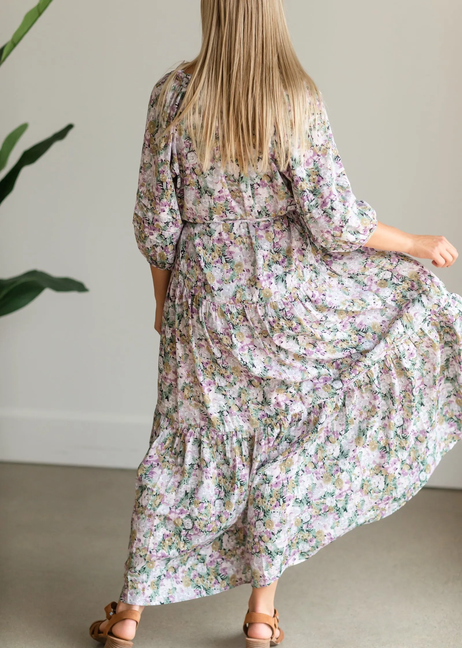 Multi Floral Tie Waist Maxi Dress - FINAL SALE