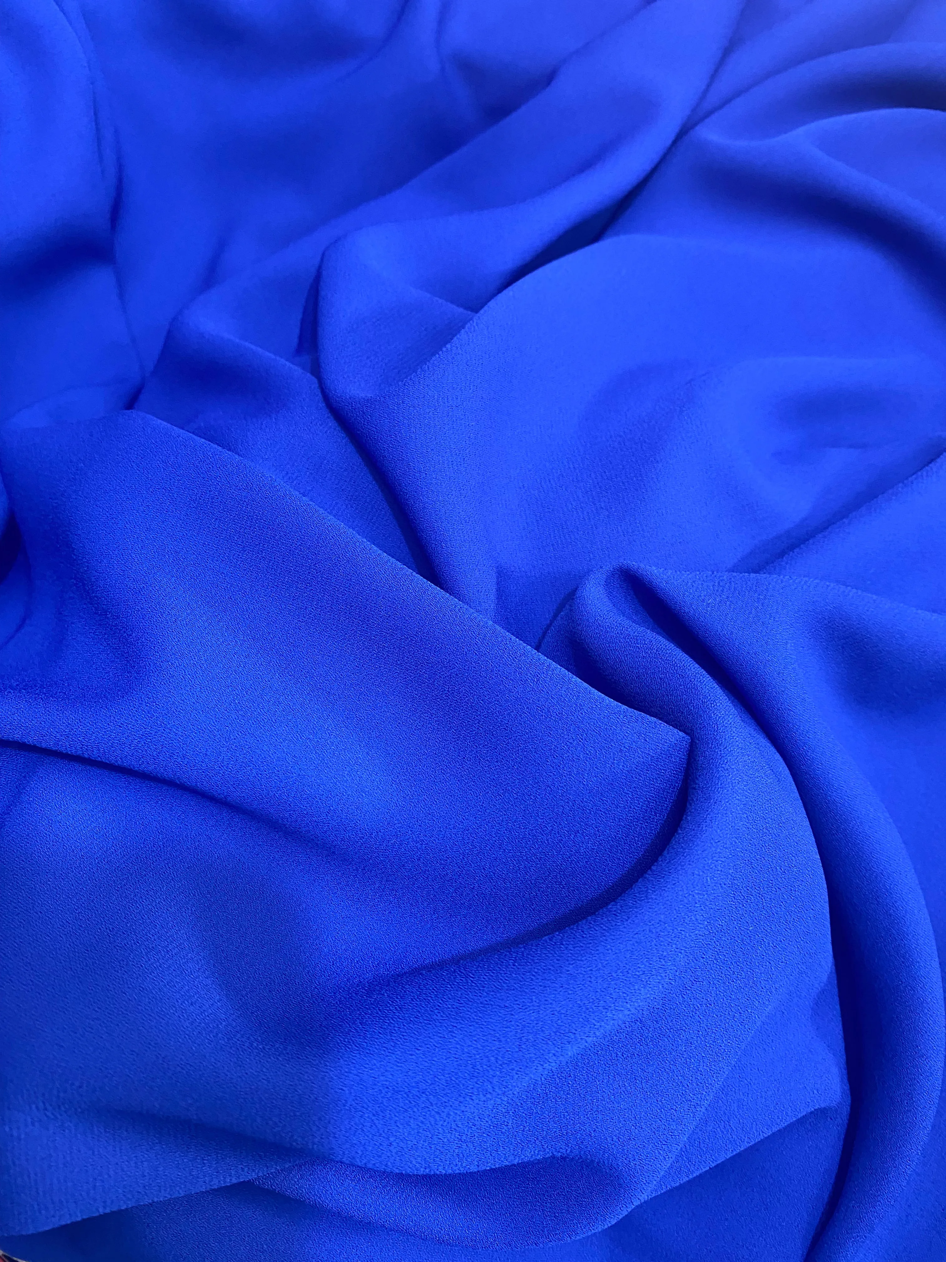 NEW Baroness De Leon Crepe Chiffon (Faux Silk Crepe) in Electric Blue Synthetic