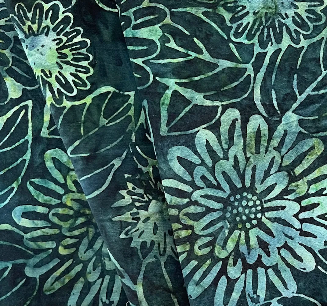 Oversized Dahlias Greens Cotton Batik (Made in Indonesia)