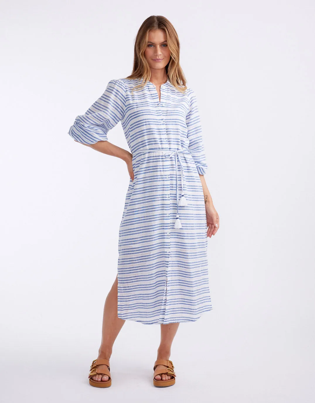 Palm Island Dress - Blue/White Stripe