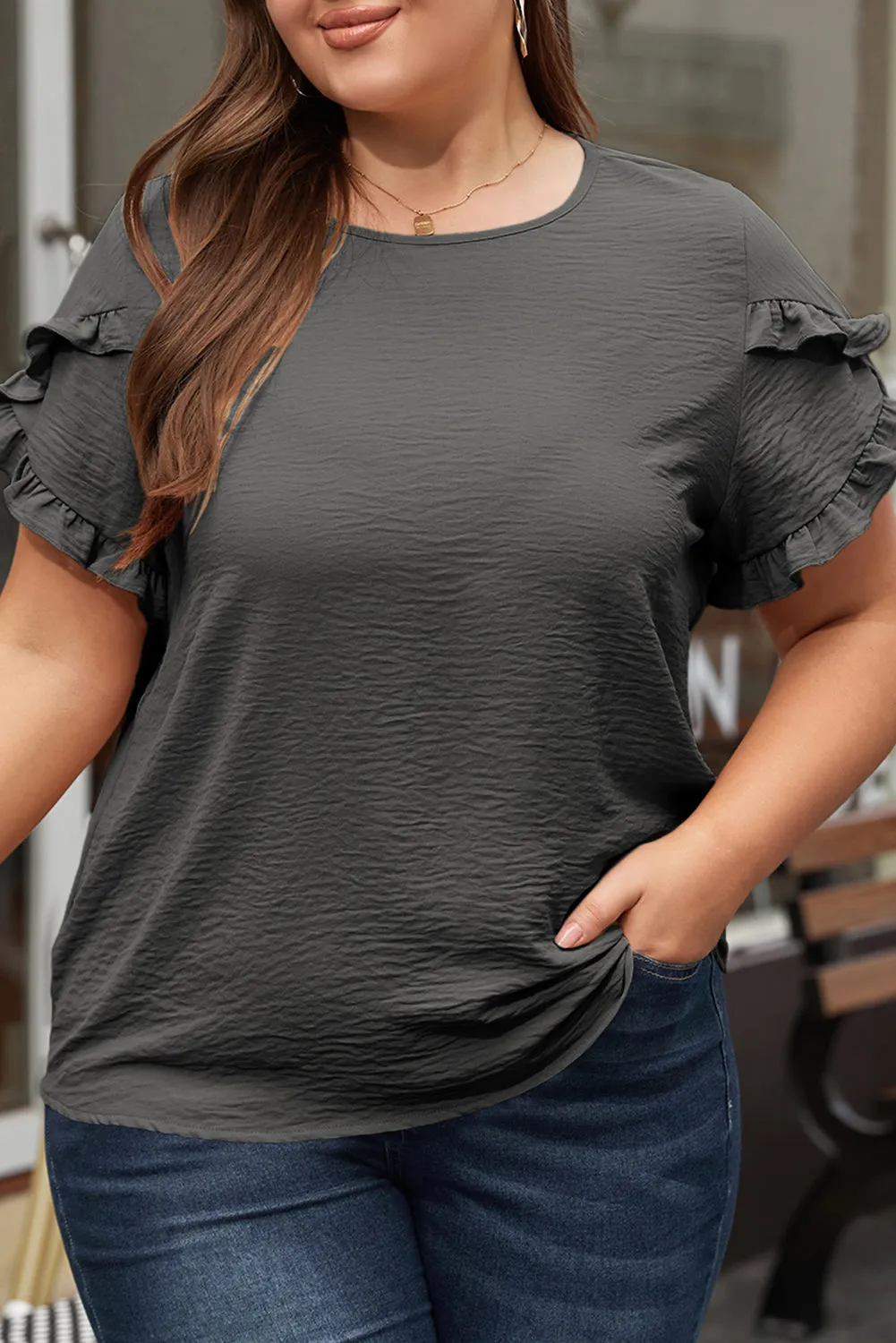 Paulina Ruffled Short Sleeve Plus Size Top