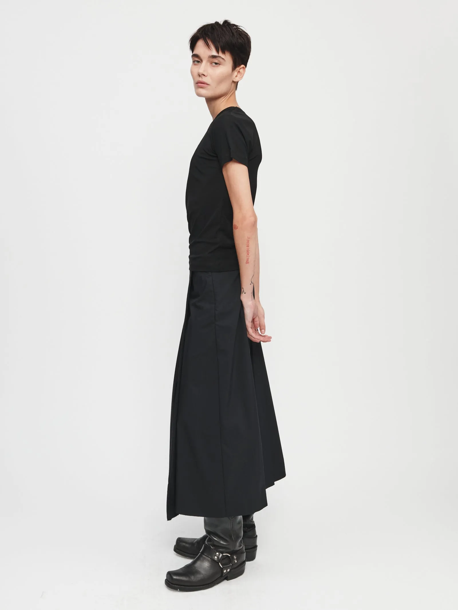 Pleated Wrap Skirt in Black