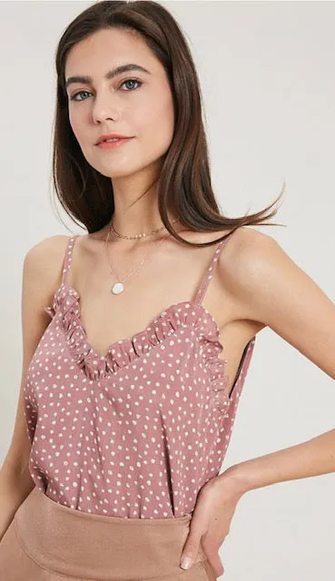 Polka Dot Ruffle Cami Top