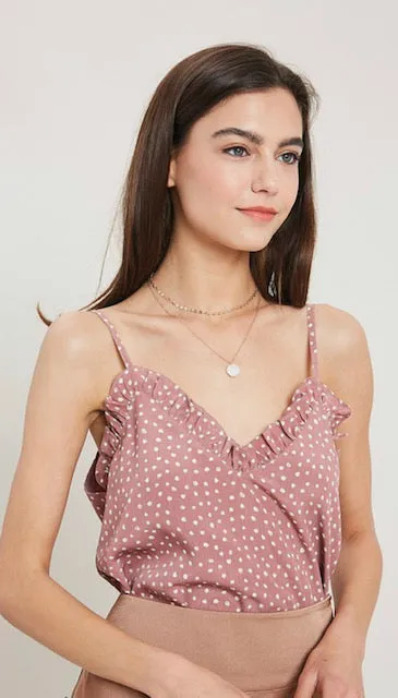 Polka Dot Ruffle Cami Top