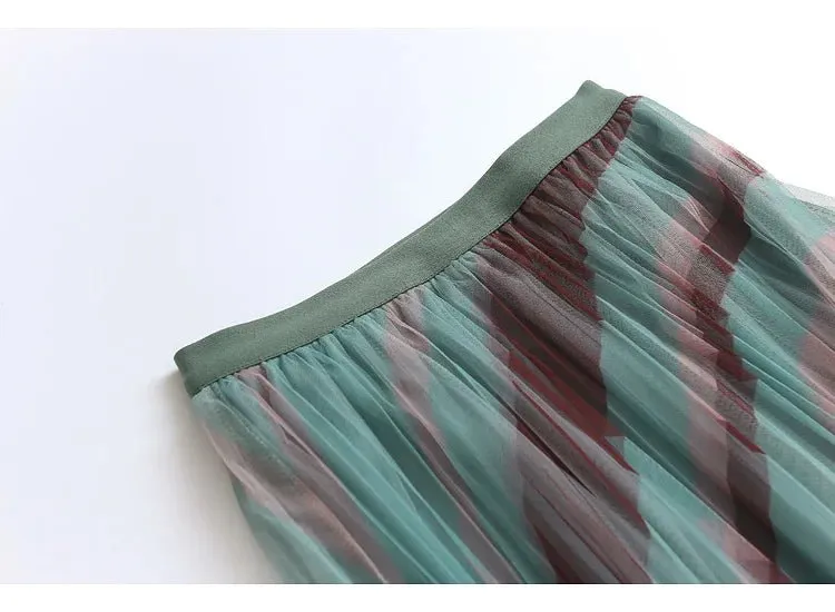 Pre Order:  Striped Pleated Tulle Skirt