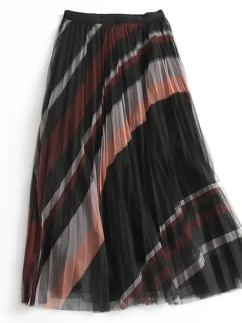 Pre Order:  Striped Pleated Tulle Skirt