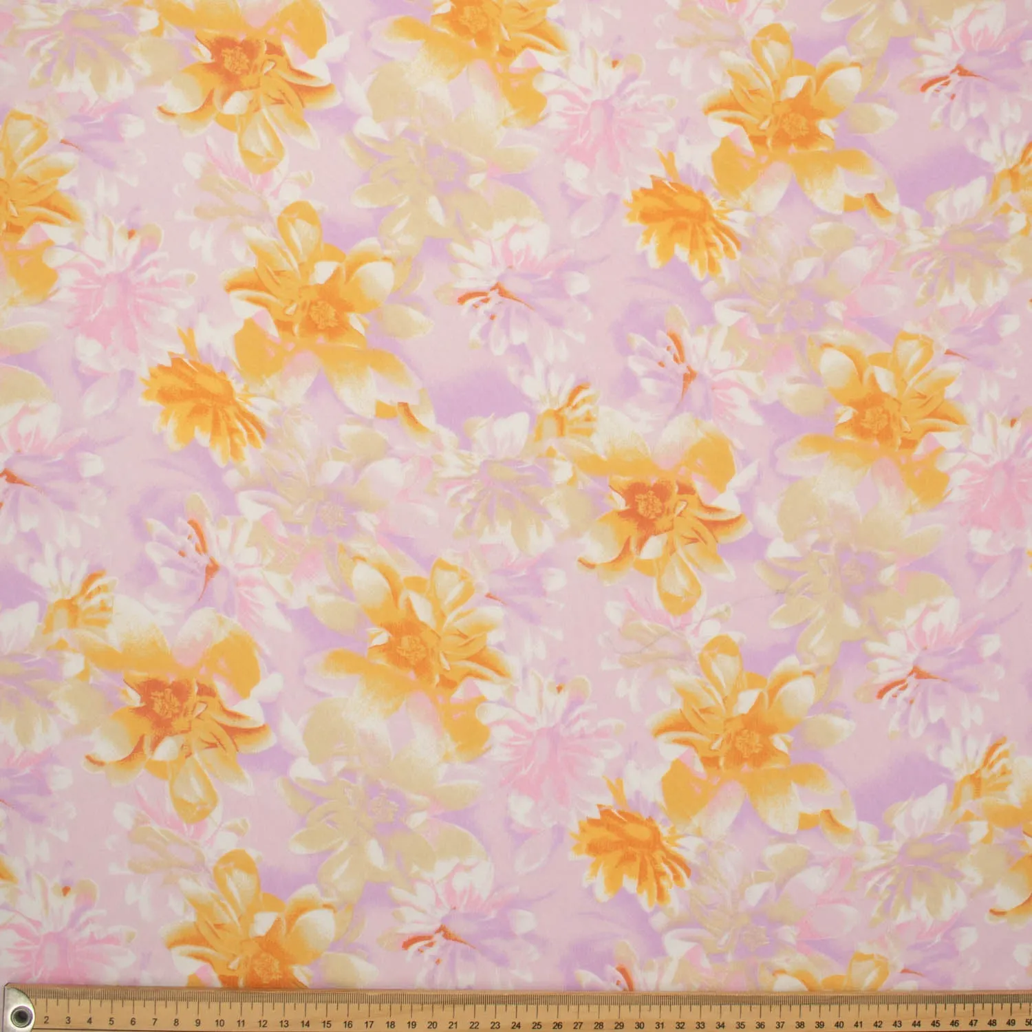 Printed Chiffon Design-5 Baby Pink & Orange Florals