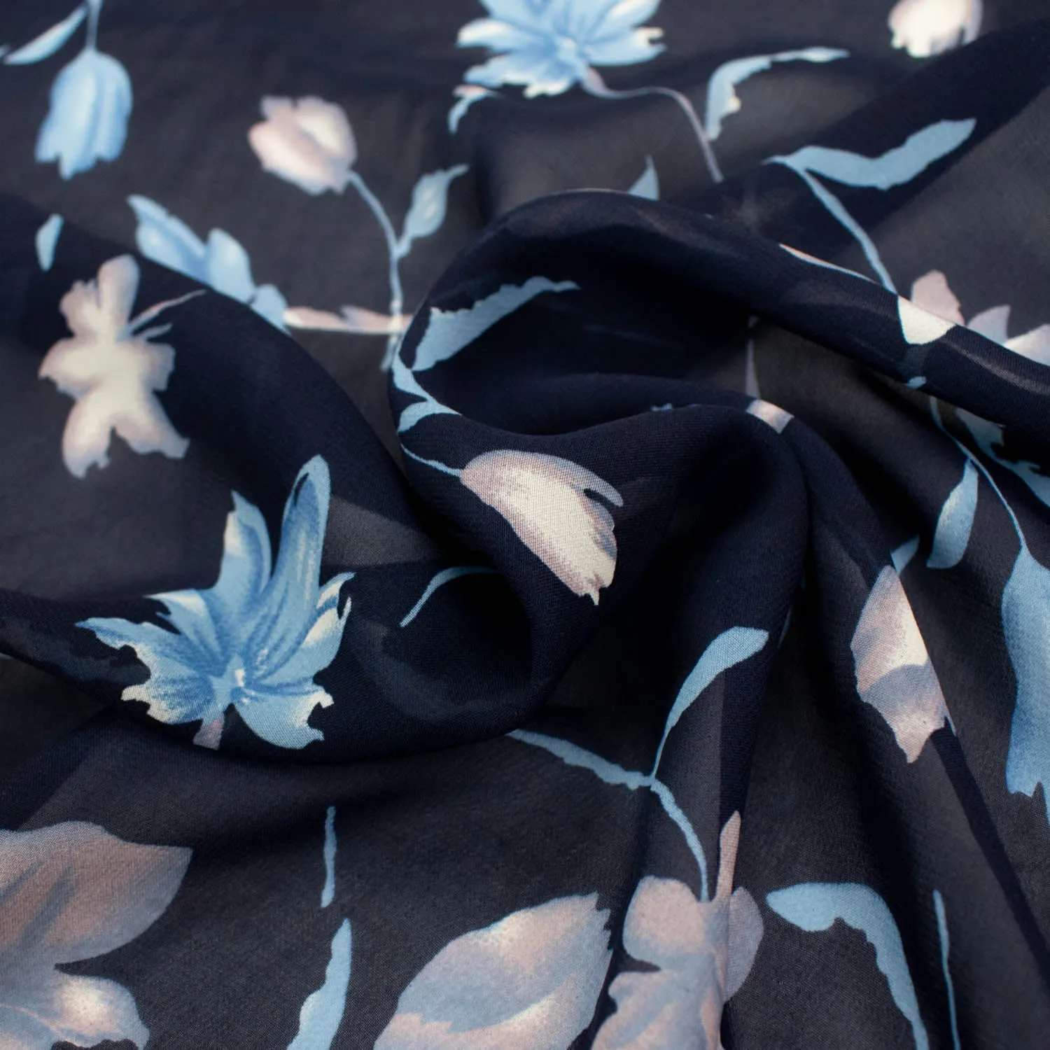 Printed Chiffon Design-Floral & Leaves