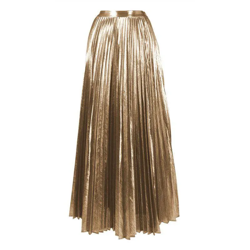 Quincy Metallic Flower Detail & Long Pleated Maxi Skirt Set