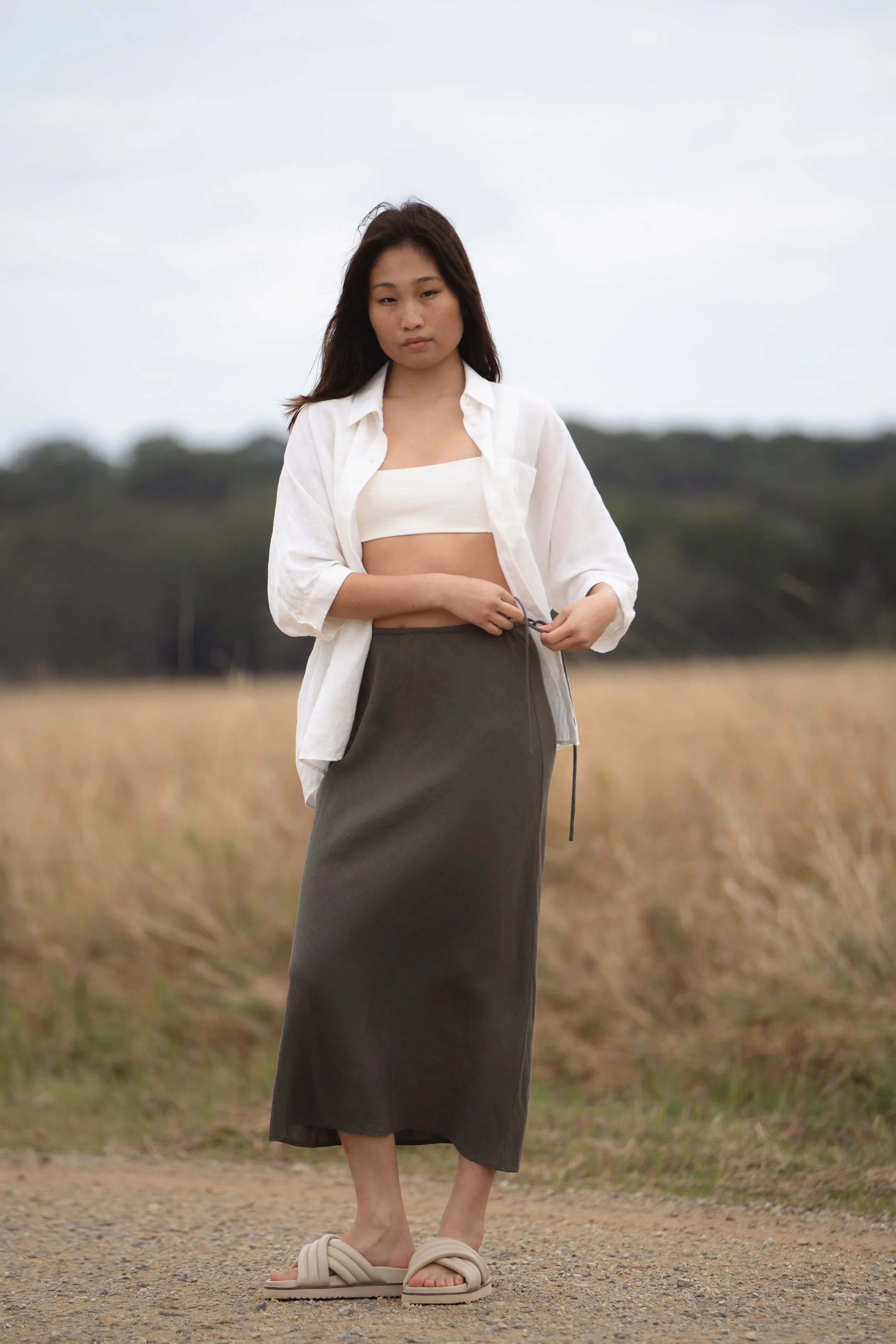 Riley Bias Linen Skirt