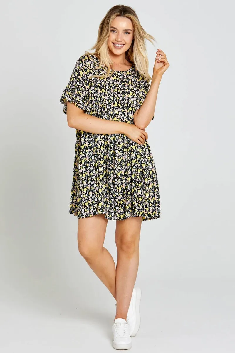 Sass - Sloane Mini Dress - Black Ditsy Floral