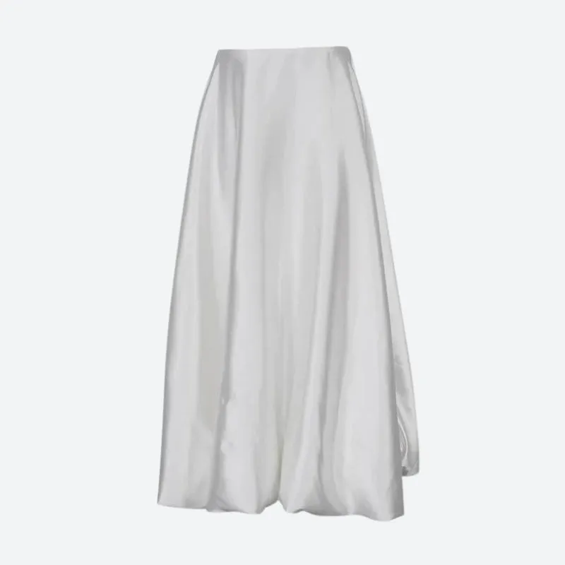 Satin Bubble Midi Skirt