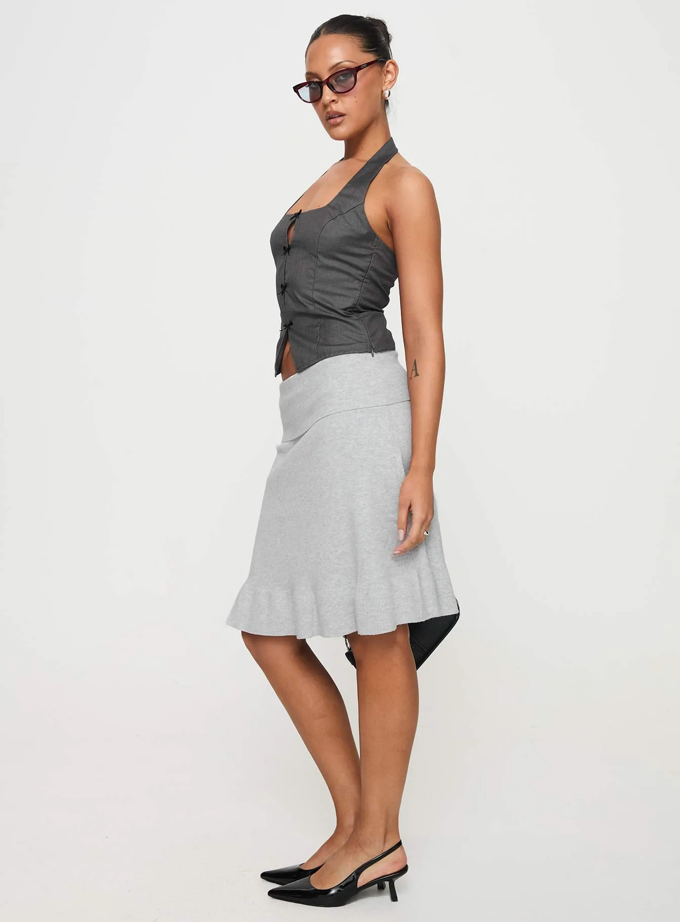 Scalit Low Rise Midi Skirt Grey