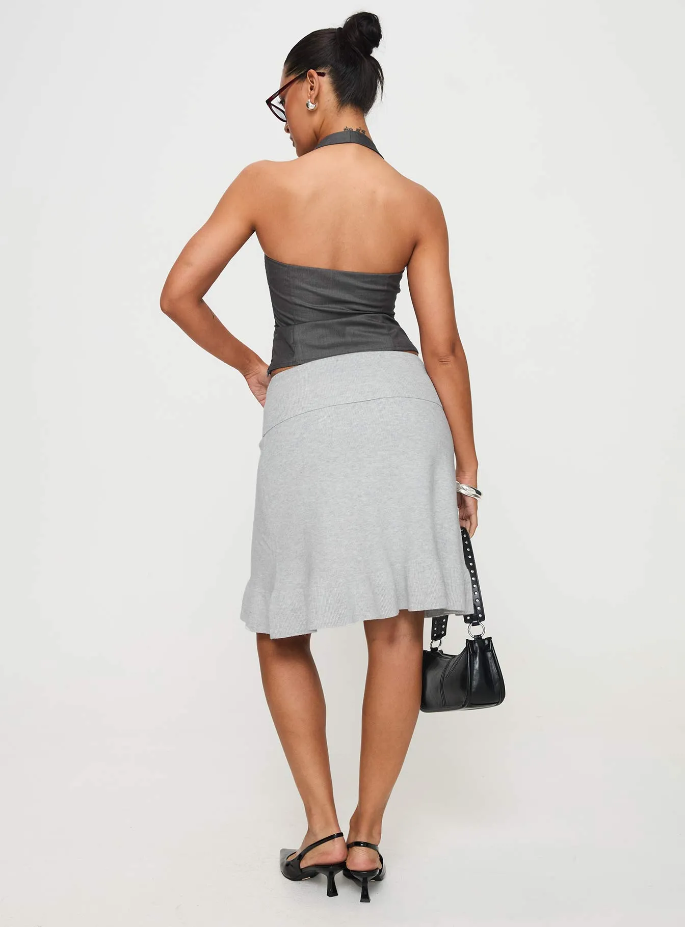 Scalit Low Rise Midi Skirt Grey