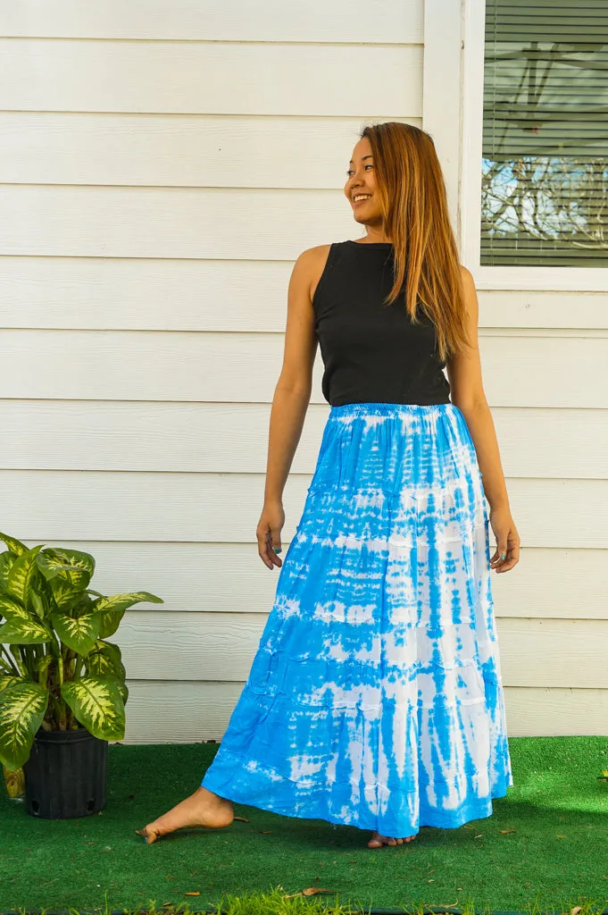 Shibori Hand Dyed Tiered Maxi Hippie Skirt