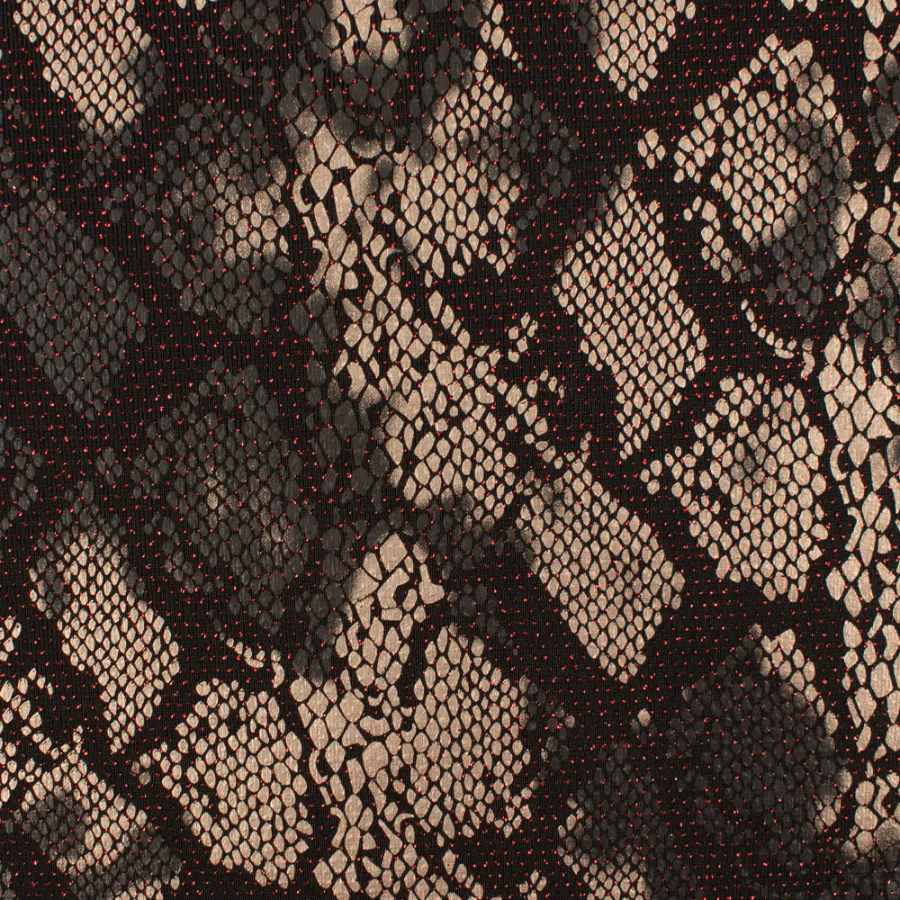 Shimmery holiday fabric - Snake - Red