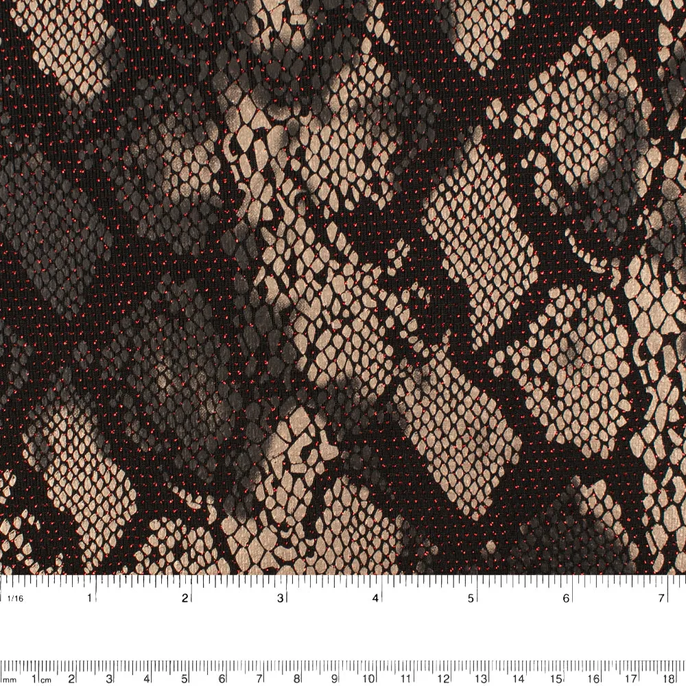 Shimmery holiday fabric - Snake - Red