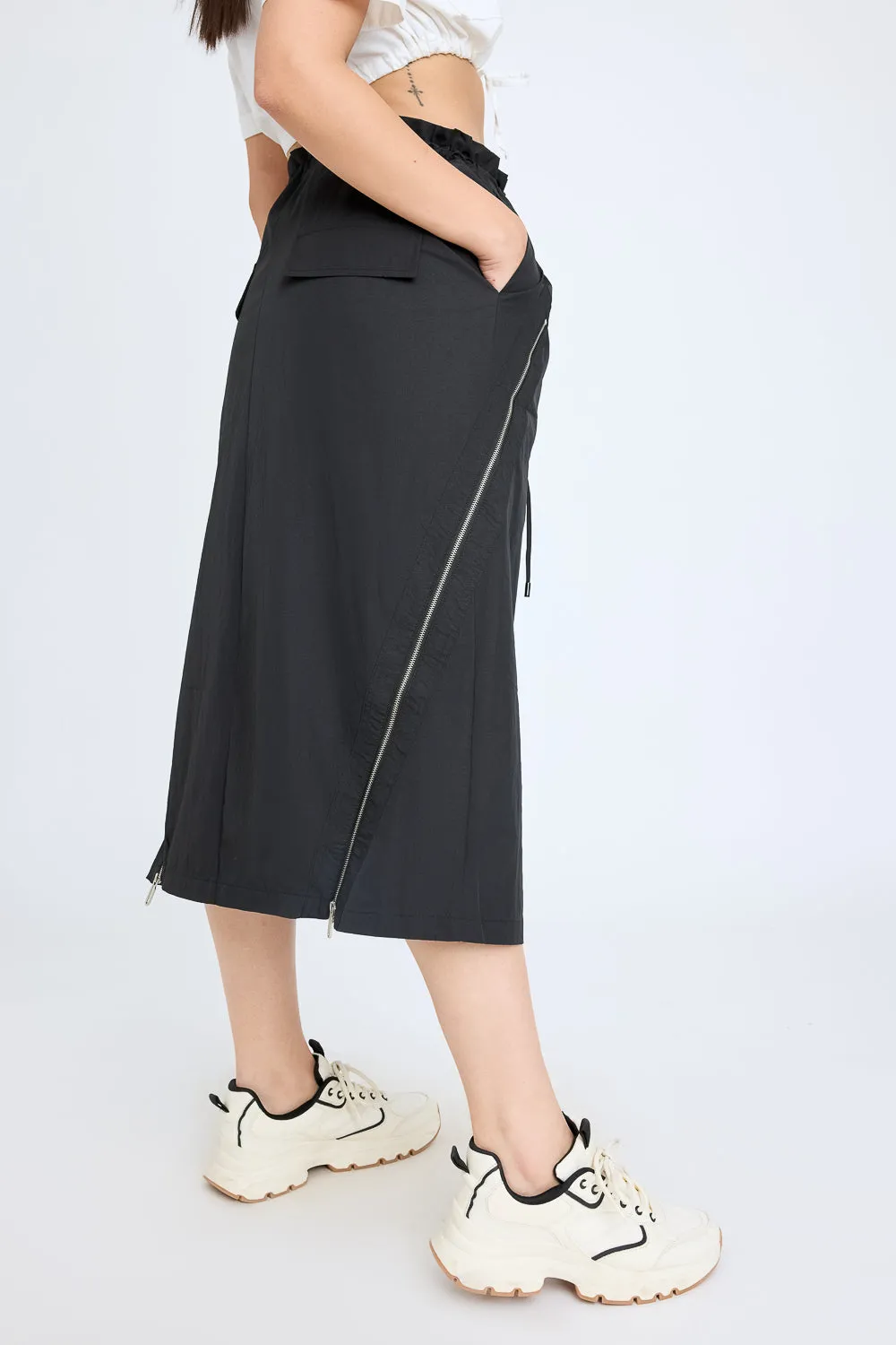 Side-Zipped Black Skirt