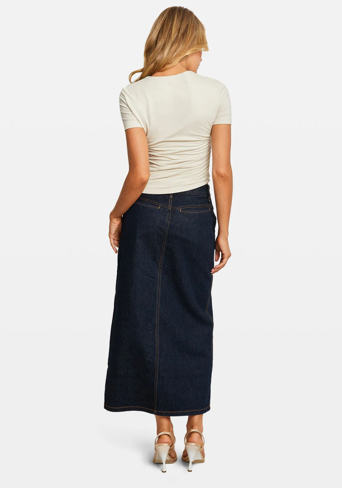 SLIT MIDI SKIRT INDIGO RINSE