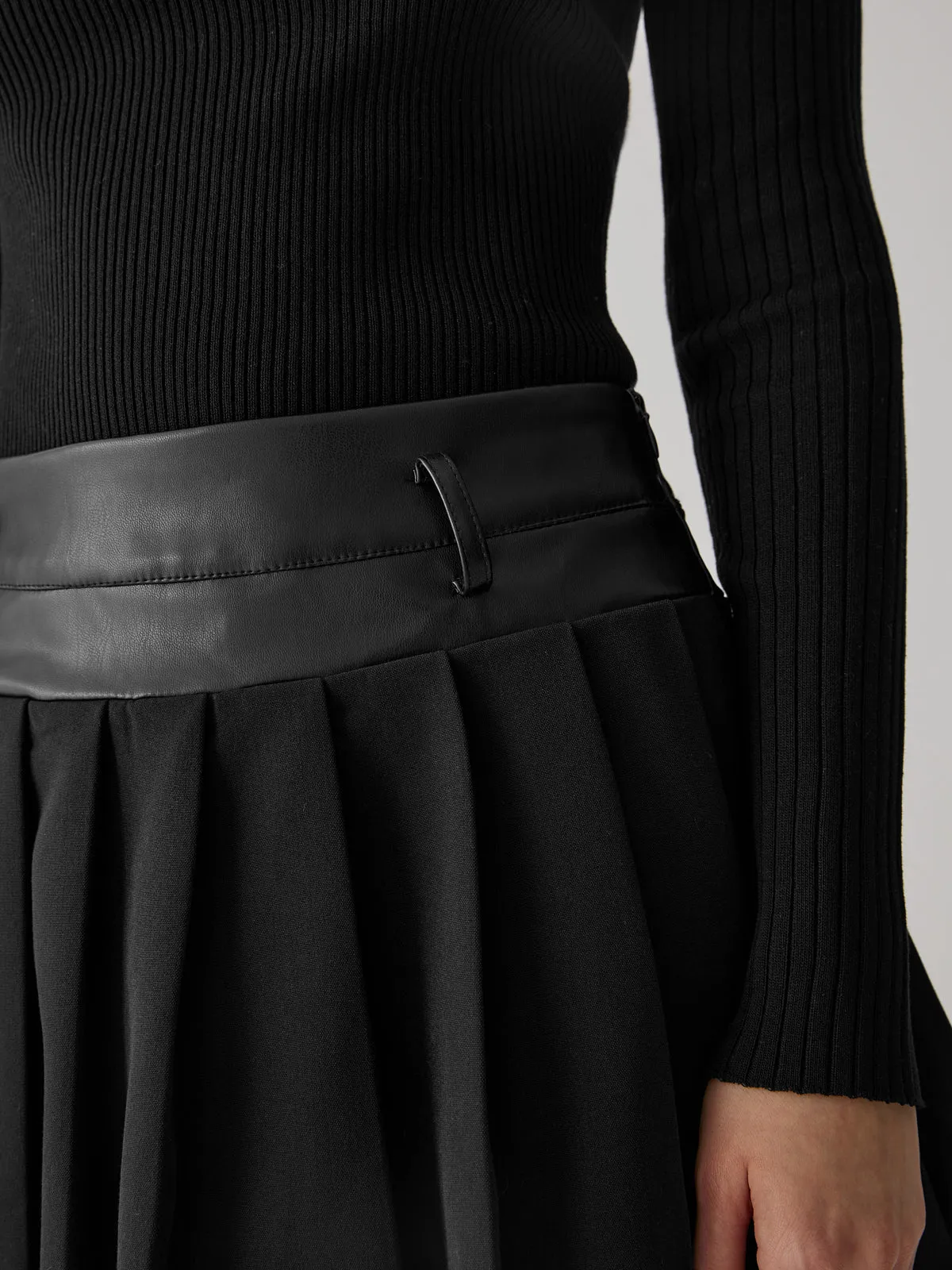 Solid High Graceful Waist Mini Skirt